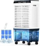 Air Choice Swamp Cooler, 1800 CFM Portable Evaporative Air Cooler with 6 Ice Box & 5.3 Gal Water Tank, 110° Swing, 3 Speeds, Upgraded Remote, 12H Timer, 3-in-1 Air Cooling Fan for Outdoor Indoor, Gray