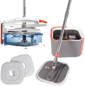 wlich Spin Mop and Bucket Set, 360 ° Rotating Floor Mop with Separation Dirty and Clean Water System, Square Floor Cleaner for Mopping with Handle, Cleaning Brush and 2 Washable Ultra-fine Fiber Pads