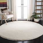 SAFAVIEH Milan Shag Collection Area Rug - 3' Round, Ivory, Solid Design, Non-Shedding & Easy Care, 2-inch Thick Ideal for High Traffic Areas in Living Room, Bedroom (SG180-1212)