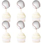 Blumomon Pack of 24 Baseball Sports Cake Decoration Baseball Sports Cupcake Toppers Sport Themed Party Decoration Suitable for Baseball Athletes Peripheral Activities Decoration