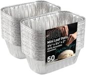 DOBI Aluminum Mini Loaf Pans (50 Pack) - Disposable Aluminum Foil 1 lb Mini Loaf Baking Pans, Small Bread Tins - 6" X 3.5" X 2"