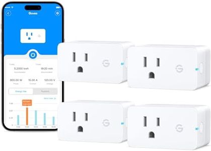 Govee Smart Plug with Energy Monitoring, WiFi Bluetooth Plug Work with Alexa and Google Assistant, 15A Smart Outlets with Timer & Group Controller, No Hub Required, ETL&FCC Certified for Home, 4 Pack