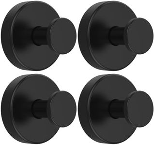 4Pcs Suction Cup Hooks Holds up to 15lbs, Shower Suction Hanger for Shower, Bathroom, Hanging Towels, Robe, Mounting on Glass Shower Doors, Tile, Mirrors (Black)