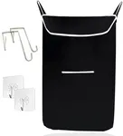 The Fine Living Co. Large Hanging Laundry Hamper with Over Door Hooks & Adhesive, Durable Space Saving Laundry Bag with Zipper and Wide Open Top, Hanging Dorm Laundry Hamper 18"x4.75"x28" (Black-L)