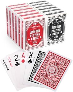 LotFancy Playing Cards, Large Print, Decks of Cards, Jumbo Index, Poker Size, for Texas Hold'em, Blackjack, Euchre, Canasta Cards Games, Blue and Red