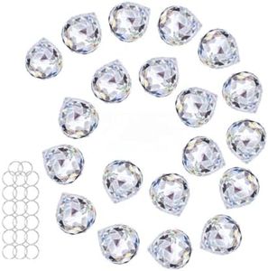Crystalsuncatcher 20Pcs 1.75 inch/40mm Clear Crystal Ball Prism Pendant Suncatcher for Feng Shui/Divination or Wedding/Home/Office Decoration