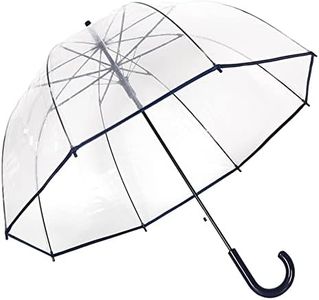 ThreeH Clear Dome Umbrella Windproof Lightweight Transparent Bubble Design Automatic Open Stick Rain Umbrella for Weddings,Black