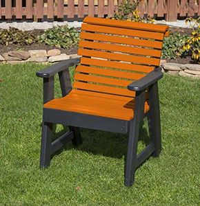 ECOMMERSIFY INC Bright Orange-Poly Lumber ROLL Back Poly Resin 2 FEET Patio Garden Chair Heavy Duty Everlasting PolyTuf HDPE - Made in USA - Amish Crafted
