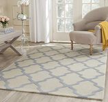 Zayan Rugs Moroccan Carpet with Loop and Cut Pile Carpet for Living Room Bedroom and Hall Size 2.6 x 8.0 Feet Color Ivory & Soft Blue