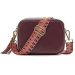 Woodland Leathers Women's Crossbody Bag, 100% Real Cowhide Leather Italian-Designed Adjustable Wide-Strap cross body bag, RFID protected and Scratch & Water Resistant bags for women (Wine)