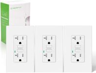 GFCI Outlet 20 Amp,Greencycle 3PK GFI Electrical Outlet 20A White,Outdoor 20Amp GFCI Wall Plug Weather Resistant with LED Indicator,Decor Plates&Screws Included,Residential and Commercial Grade,ETL