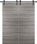 Sliding Double Barn Doors 60 x 96 | Planum 0010 Ginger Ash | 13FT Rails Hangers Stops Hardware Set | Modern Solid Panel Interior Door