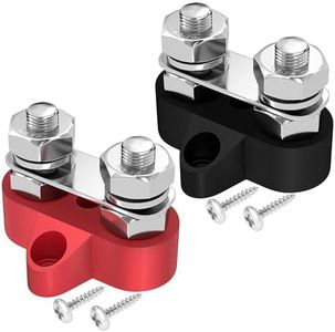 5/16" Bus Bar 12V Battery Wire Power Distribution Terminal Block M8 Dual Studs Junction Block Post Positive & Negative Bus bar for Auto Car Marine Boat, Pack of 2 (Red and Black)