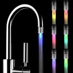 ZYTC 7 Colors faucet Kitchen Tap New 7 Colors Changing Automatically LED Light Shower Head Water Kids wash hands more Temperature Sensor Stream Tap Sprayer for Gadget Kitchen Bathroom Sinks(2PC)