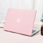 Seorsok Compatible with MacBook Air 13 Inch Case2022 2021 2020 2019 2018 Release A1932 A2179 M1 A2337 Touch ID, Elegant Leather Plastic Hard Shell Case Transparent Keyboard Cover, Pink Woven Fabric