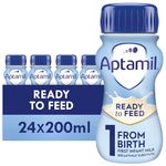 Aptamil 1 First Infant Baby Milk Ready To Use Liquid Formula, From Birth, White, 200 ml, (Pack Of 24)