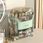 proxin Plastic Dustproof Cosmetic Storage Box/Skincare Jewelry Lipstick Organizer/No Drilling Wall Mount Makeup Organizer Display Drawers Multi-Function Case For Vanity/Dresser/Bedroom,Green