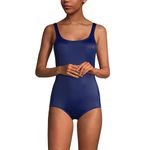 Lands' End Women's Chlorine Resistant Soft Cup Tugless Sporty One Piece Swimsuit, Deep Sea Navy, 12