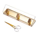 Desktop Paper Punch with Non-Slip Fabric Base Gold Mirror, Acrylic Three Holes Puncher with 6 Inch Scissor, 10 Sheet Capacity for Use in Scrapbooking, Offices, Schools, and Studios