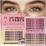 JoMay Self Adhesive Eyelashes, Press On No Glue Needed, Pre-Glued Clusters, Natural Look with Thin Band, Reusable for Beginners, Pre-Separated L/R 10 Pairs - Flutter Lite Lash Clusters