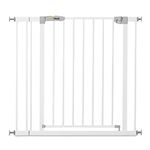 hauck Safety Gate for Doors and Stairs Open N Stop KD incl. 9 cm Extension / Pressure Fit / 84 - 89 cm Large / Metal / White