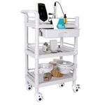 Mobile Medical Trolley Cart Portable 3-Tier Professional Cart 220 Lbs Load Utility Cart for Ultrasound Scanner Esthetician Cart with Drawer Lockable Rolling Wheels for Hospital Dental Clinic Home