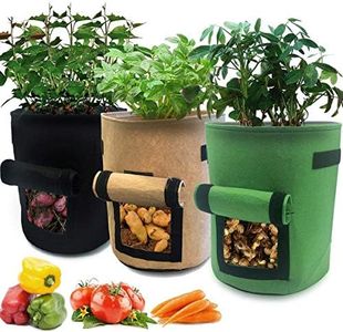 Nicheo 3 Pcs 7 Gallon Grow Bag Easy to Harvest Planter Pot with Flap and Handles Garden Planting Grow Bags for Potato Tomato and Other Vegetables Breathable Nonwoven Fabric Cloth
