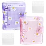 YETOOME 2 Sets Mini Transparent 3 Ring Binder Covers with Daisy Pattern Binder Inner Paper and Pockets Clear Soft PVC Notebook Loose Leaf Binder with Snap Button for Diary Journal