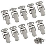 Zorfeter Small Stainless Steel Spring Loaded Toggle Lock Clasp Buckle Latch for Cabinet Boxes Suitcase with Mounting Screws, Pack of 10