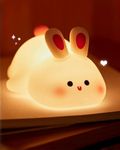 Daixinde Big Face Rabbit Night Light, Cute Bunny Gifts, Silicone Squishy Rabbit Lamp, Rechargeable Dimmable Animal Nightlight, Baby Night Light for Nursery, Breastfeeding, Bedroom, Living Room