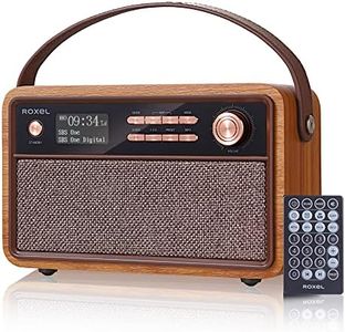 ROXEL RETRO D1 Vintage DAB/FM Radio Bluetooth Speaker | Bedside Alarm Clock with Sleep Function. Rustic Exterior, Mains and USB Rechargeable, TF card, AUX and USB Compatible (Walnut)