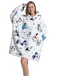 Ancokig Oversized Hoodie Sweatshirt Blanket,Super Soft Warm Comfortable Blanket Hoodie, Suitable for Women and Men (Penguin - Adult)