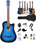 Rosefinch Acoustic Guitar 38 inch Cutaway Guitar Kit for Beginner Adults 3/4 Size Guitare Acoustique Adulte (38" Blue)