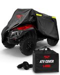 Badass Moto Heavy Duty Triple Waterproof 4 Wheeler Cover - Rip Resistant Night Reflective Quad Four Wheeler ATV Cover with Advanced Waterproofing, Easy Access Zipper & Vents - Black, Large, 95 Inches