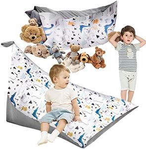 DBREAKS Bolsa de Frijoles de Peluche para niños, Puf de Almacenamiento de Animales de Peluche, 200 L Asiento de Peluche, Puf de Peluche Suave Plegable Silla sofá Cubierta（Patrón de dinosaurios）