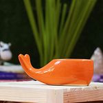 Leafy Tales Dolphin Fish Shape Ceramic Pot, Orange, 1 pc