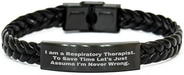 CUCOLUS Respiratory Therapist Gifts for Christmas - I Am A Respiratory Therapist. To Save Time Let's Just Assume Im Never Wrong. Funny Leather Braided Wristband