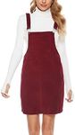 Tanming Women's Corduroy A Line Cute Jumper Pinafore Bib Overall Mini Dress Skirt (WineRed-XS)