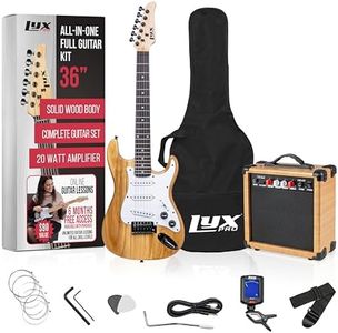 LyxPro 36 Inch Electric Guitar and Kit for Kids with 3/4 Size Beginner’s Guitar, Amp, Six Strings, Two Picks, Shoulder Strap, Digital Clip On Tuner, Guitar Cable and Soft Case Gig Bag -Natural