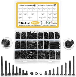 Kadrick Metric Screws Assortment,1400 Pcs M4 Screws Nuts Washers Assortment M4x6MM-40MM, Hex Socket Button & Cap Head M4 Machine Bolts Kit, 12.9 & 10.9 Grade Alloy Steel,Black Screws for 3D Printing