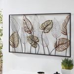 Metal Wall Art HOM1011 Hanging Framed Leaf Home Garden Decor Sculpture for Gift