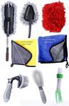 EAGLEWING Car Cleaning Kit 8pcs Combo Cleaning Kit for Interior and Exterior | Car Cleaning Brushes | Microfiber Dusters | Microfiber Clothes | Microfiber Gloves | Ac Brush | Tyre and Alloy Brushes.