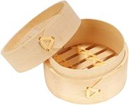 BambooMN 3 Inch Mini Bamboo Dim Sum Dumpling Steamer Basket for Dessert Party Favors Wedding Birthday Home Decorations Supplies, 10 Pieces