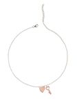 CLARA 925 Sterling Silver Key & Heart Charm Necklace Chain | Rose Gold Rhodium Plated | Gift for Women and Girls