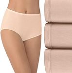 Vanity Fair Women's Illumination Brief Panties, Silky Stretch & Satin Trim, 3 Pack - Rose Beige, 8