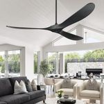 ABZ Wood Ceiling Fans without Lights, 84 Inch Extra Large Ceiling Fan no Light with Remote, High CFM Black Indoor Outdoor Ceiling Fan no Light Propeller for Patios Farmhouse Garage