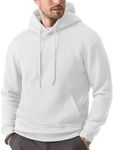 JMIERR Sweatshirts for Men Casual Cotton Long Sleeve Drawstring Fleece Waffle Oversized Hoodies Hooded Pullover Sweater Fall Shirts with Pockets, S, White