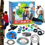 Hyponix 120' Zipline Kits for Backyard for Adults/Kids - 100% Stainless Steel - Zip Line - Backyard Zipline Kit for Kids - Zipline for Kids Outdoor - Zip Lines for Backyard Kids and Adults