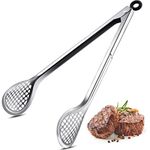 Vesici Fry Tongs Stainless Steel Wide Grill Food Tongs Barbecue Salad Serving Tongs Kitchen Food Tongs for Frying, Cooking, Grilling, Buffet Serving