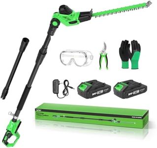 SOYUS Pole Hedge Trimmer Cordless, 18-inch Electric Hedge Trimmer with Extension Pole, 16-Foot Max Reach, Multi-Angle, 2 * 2.0Ah Batteries and Charger Included